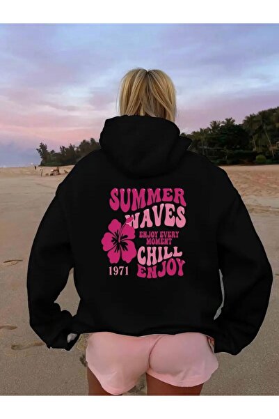 FUFLUNS سويت شيرت صيفي مطبوع عليه موجات كبيرة الحجم للجنسين