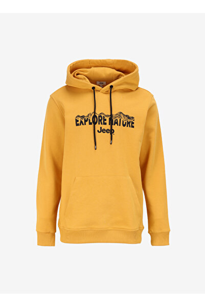 Jeep Kapüşon Yaka Baskılı Hardal Erkek Sweatshırt J4WM-SWT4211