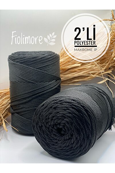 Fiolimore عبوة من 2 حبال مكرامية سوداء من البوليستر (400 جرام - 460 متر) حبل ...