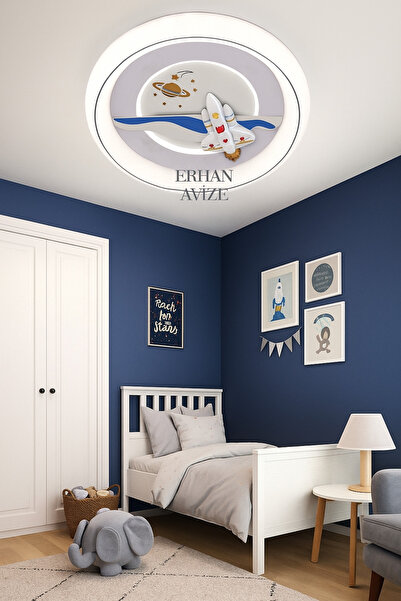 Aurellia Erkek Çocuk Odası Plafonyer LED Avize 50cm Kumandalı 3 Renk Aydınlatma