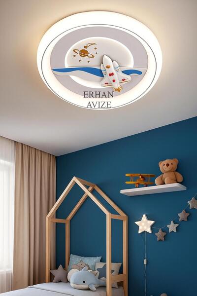 Aurellia Erkek Çocuk Odası Plafonyer LED Avize 50cm Kumandalı 3 Renk Aydınlatma