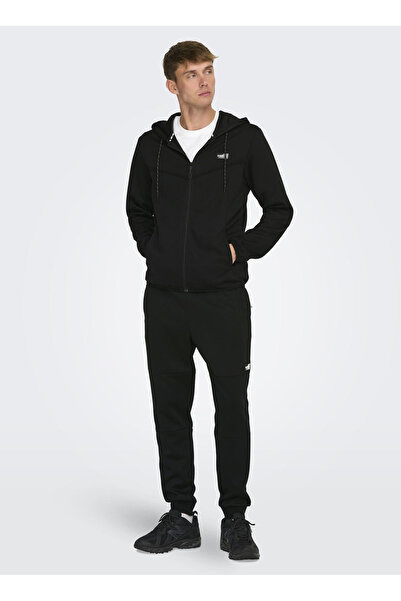Only & Sons Κανονικό μαύρο ανδρικό παντελόνι ONSLIAM REG PANTS TRACKSUIT NOOS