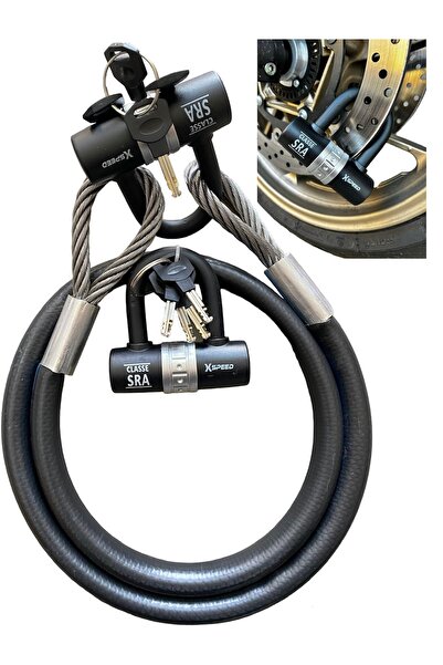 PADRİ Motorsiklet 2 Metre 10 Mm Kesilmez Çelik Halat Bağlama Halatı Motosiklet Zincir U Bar Disk Kilit