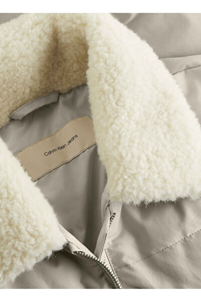 Calvin Klein Taş Kadın Dik Yaka Standart Kalıp Puffer Mont AVIATOR PUFFER