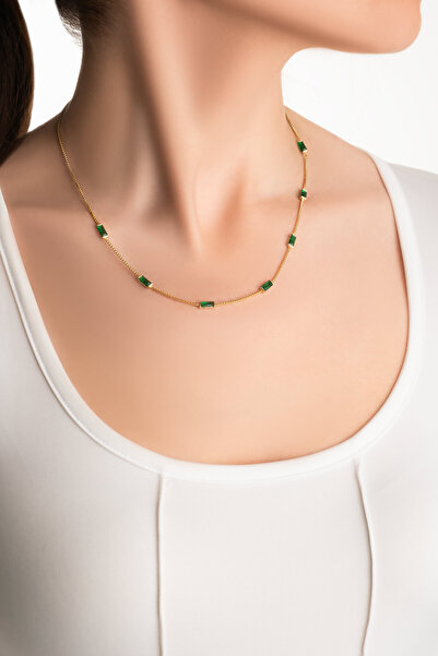 So CHIC... Berrak Güzellik 18 Ayar Sarı Altın Kaplama 45 Cm Gümüş Kolye