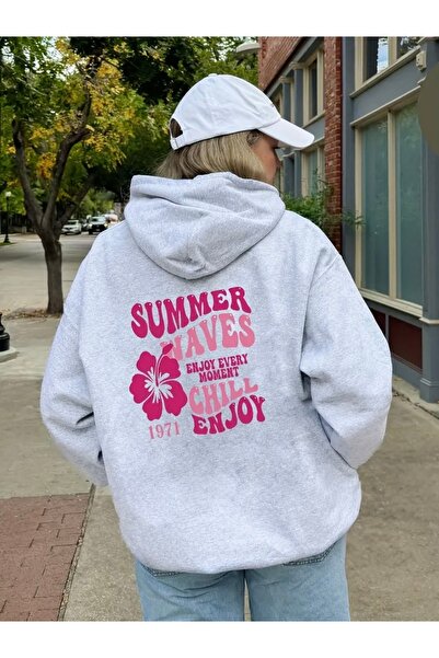 FUFLUNS سويت شيرت صيفي مطبوع عليه موجات كبيرة الحجم للجنسين