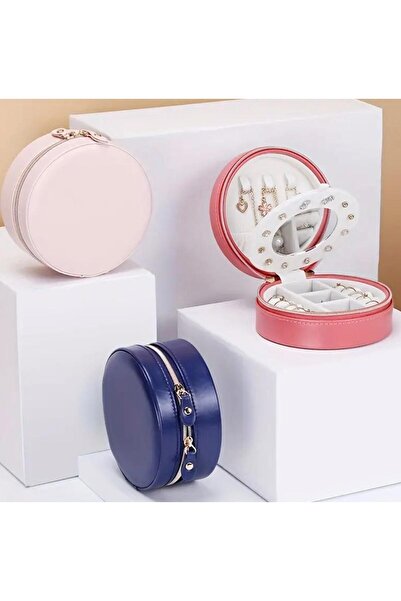 Haziran Accessory Mirror Single Zipper, Three Compartment Faux Leather Ring, ...