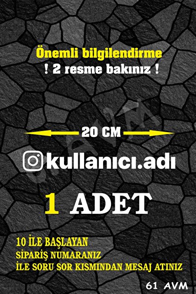 61 AVM Kişiye Özel İnstagram Logolu Kullanıcı Adı Sticker | 20 Cm-Beyaz-sadec...