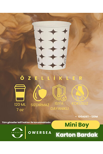 Owersea 7 Oz 100 Adet Karton Bardak Kokusuzdur, Sızdırma Yapmaz , Sıcak ve Soğuk İçecekler