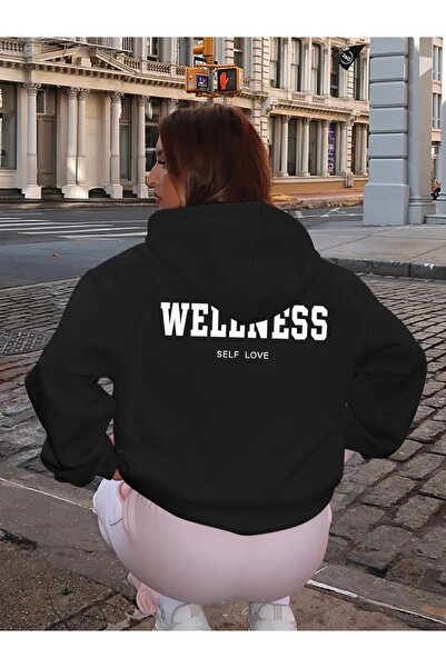 FUFLUNS سويت شيرت بغطاء للرأس للجنسين مطبوع عليه WELLNESS SIRT للنساء/الرجال