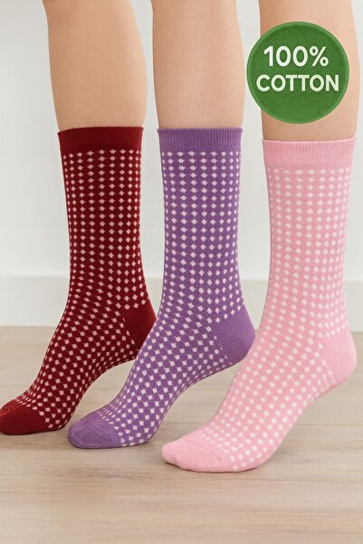 BABI'S SOCKS 3 Pairs of Gingham Patterned Women's Socks