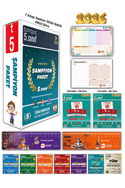 Tonguç Yayınları 5. Sınıf Şampiyon Paketi Tüm Dersler Soru Bankası - 1. ve 2....