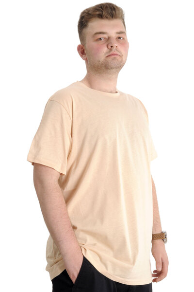 ModeXL Ανδρικό μπλουζάκι Mode Xl Large Size Crew Neck Basic 20031 Μπεζ