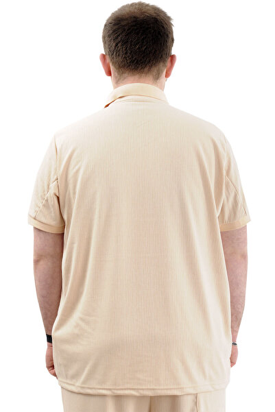 ModeXL Ανδρικό μπλουζάκι με λαιμόκοψη πόλο - JAKAR U24337 Μπεζ, μεγάλο μέγεθος