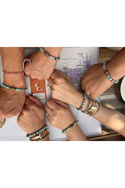 B Design jewelry Çiğdem Mercan ve Turkuaz Taşlı Bileklik