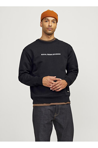 Jack & Jones Düz Yaka Siyah Erkek Sweatshırt 12259149_RDDRYDER SWEAT CREW NECK S
