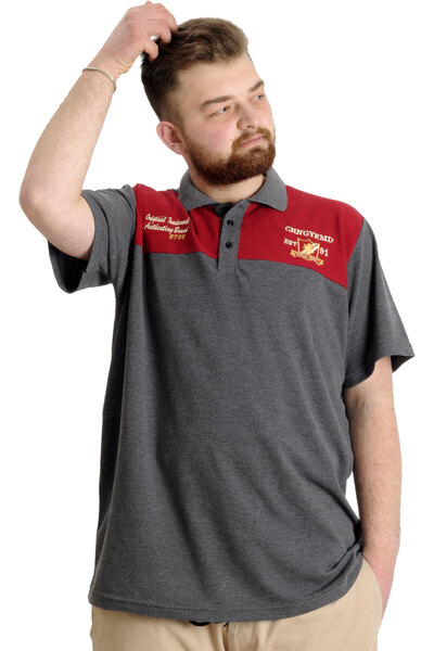 ModeXL Ανδρικό μπλουζάκι Mode Xl μεγάλου μεγέθους Polo Chngyrmd 23328 Anthracamelange