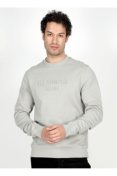 Lee Cooper Ανδρικό φούτερ με λαιμόκοψη γκρι 251 LCM 241030 SHAWN ICE GREY