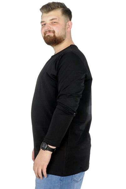 ModeXL Ανδρικό μαύρο μπλουζάκι μεγάλου μεγέθους - Lycra, Crew Neck, Mode XL 20102