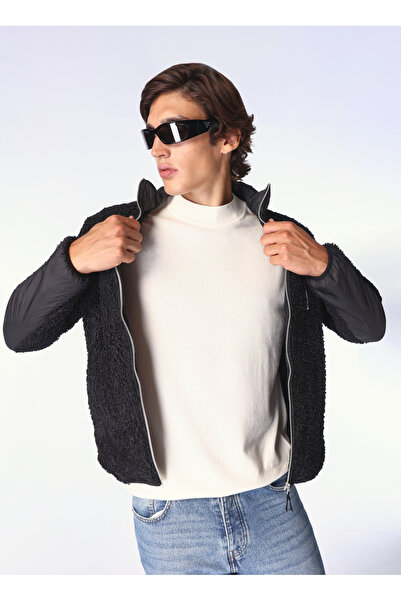 Fabrika Dik Yaka Düz Siyah Erkek Sweatmont F4WM-SWT 2252