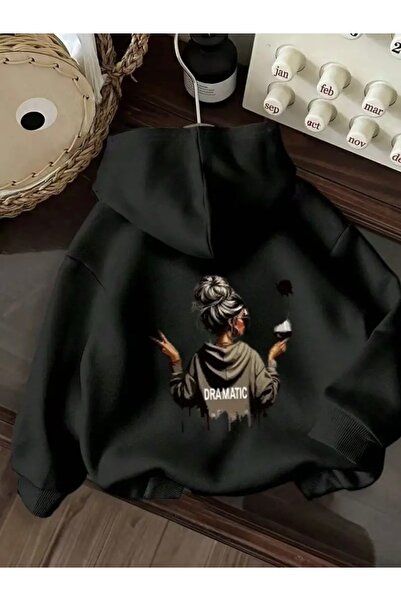 FUFLUNS سويت شيرت بقلنسوة كبير الحجم مطبوع بشكل مثير للجنسين