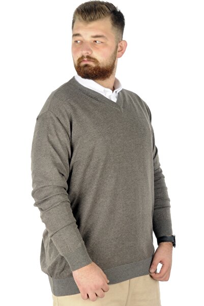 ModeXL Mode Xl Large Size Pullover V-Neck 22206 Milk Coffee