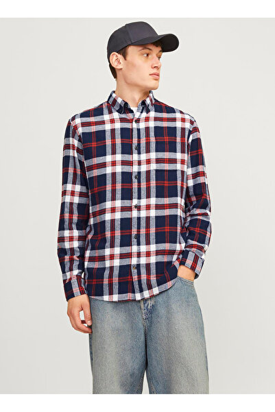 Jack & Jones Regular Fit Lacivert Erkek Gömlek 12235982_JJECLASSIC AUTUMN CHE...