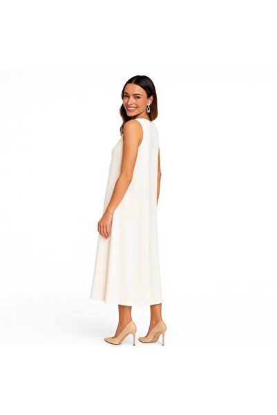 Black Season Sleeveless Abaya Dress in White | By Black Season |