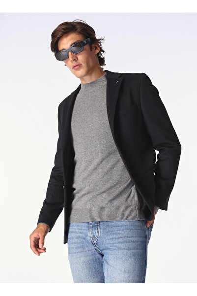 Fabrika Siyah Erkek Yün Karışımlı Ceket F4WM-CKT 2477