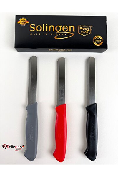 Solingen Orijinal 3’lü Micro Renkli Et Sebze Doğrama Bıçağı GRİ-KIRMIZI-SİYAH