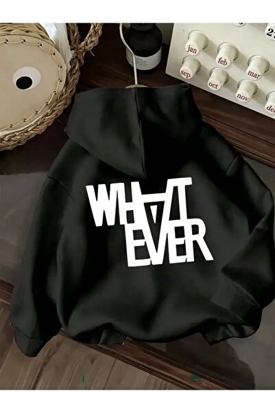 FUFLUNS سويت شيرت بقلنسوة كبير الحجم للجنسين للنساء/الرجال مطبوع عليه WHATEVE...