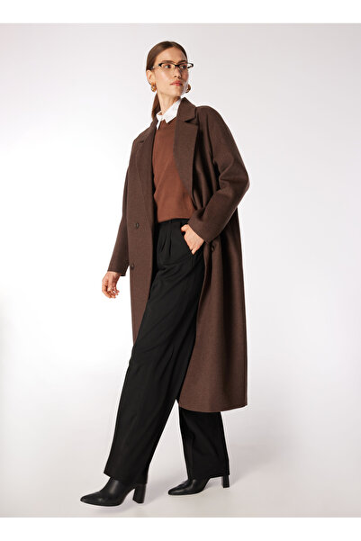 Fabrika Kahve Kadın Yün Karışımlı Kaban F4WL-KBN0346