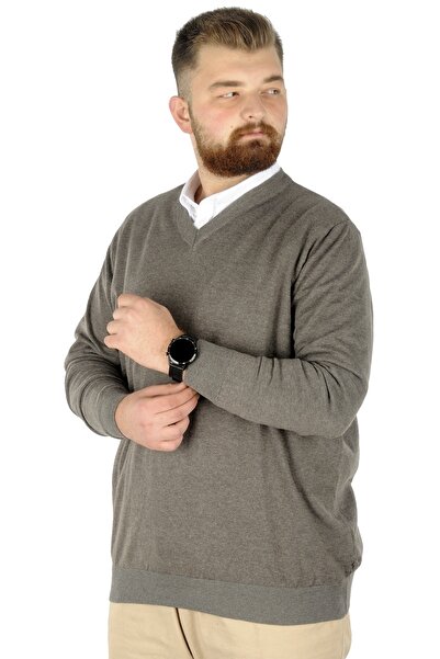 ModeXL Mode Xl Large Size Pullover V-Neck 22206 Milk Coffee