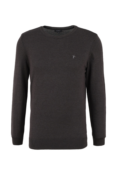 Fabrika Antrasit Melanj Erkek Bisiklet Yaka Basic Kazak F4WM-KZK 2844