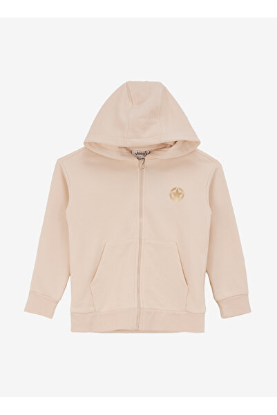 Jeep Bej Kız Çocuk Düz Sweatshirt J4WG-SWT7505 Beden: 11-12 Yaş