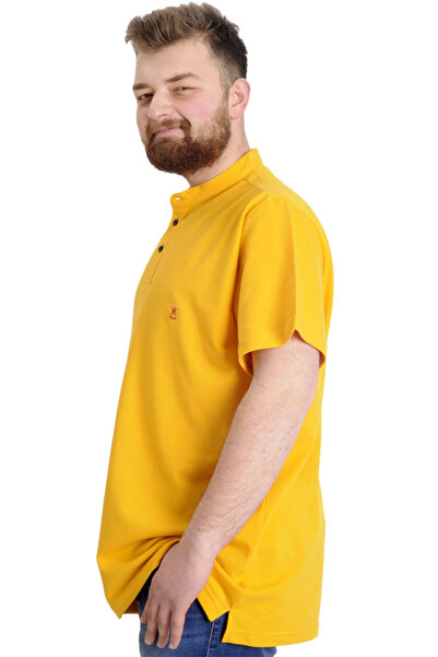 ModeXL Mode Xl Large Size Men's T-shirt Judge Collar Md Logo 22326 Mustard