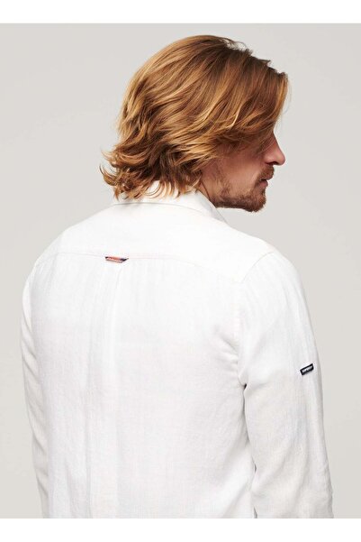 SUPERDRY Normal Beyaz Düz Erkek Gömlek M4010653A01C_COTTON L/S OXFORD SHIR