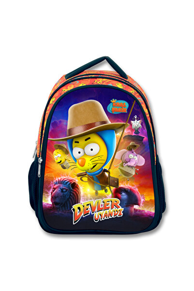 Kral Şakir Lacivert - Turuncu Çocuk 28x36x14 cm Sırt Çantası 4018 OKUL ÇANTASI
