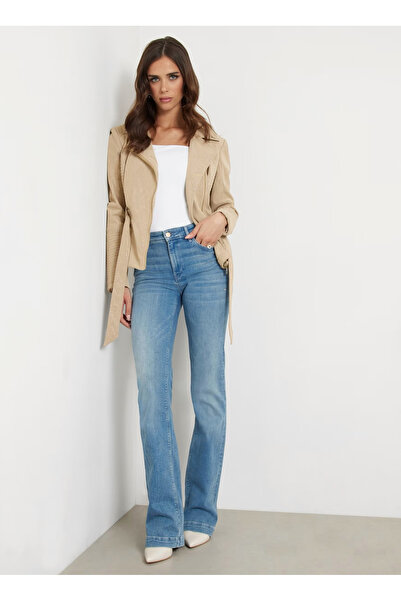Guess Bağlamalı Bej Kadın Ceket NEW AGNES PU LEATHER - FAUX LEATHER