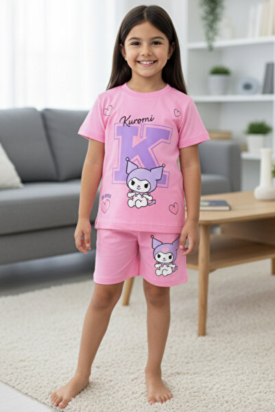 EYMİRGİYİM Double Set with Combed Cotton Shorts for Girls 3-4 Years, 5-6 Years, 7-8 Years, 9-10 Years