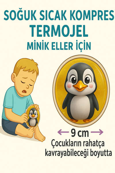 Vanaca Grup Soğuk Kompres Ve Sıcak Kompres 2'li Termojel Penguen Desenli Yuvarlak Soğutucu Jel