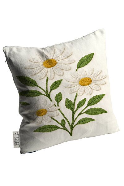 LOVER Daisy Patterned Double-Sided Digital Printed Embroidery-Like Cream Background