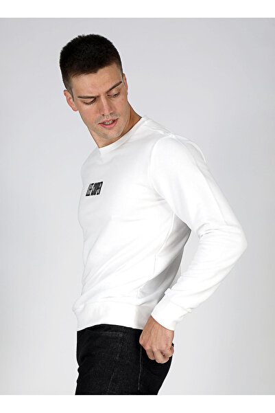 Lee Cooper Bisiklet Yaka Beyaz Erkek Sweatshırt 251 LCM 241028 PAUL BEYAZ