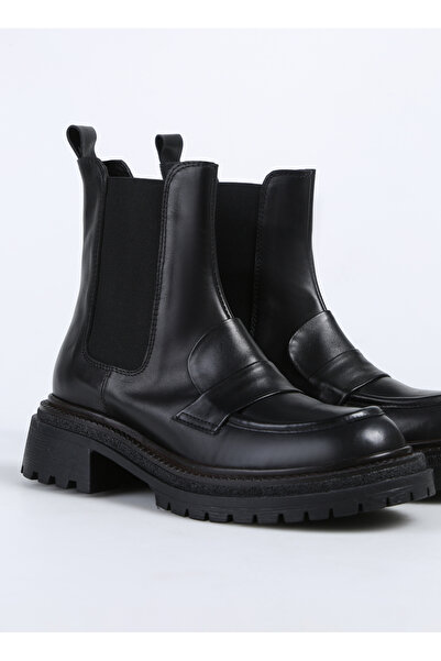 Fabrika Siyah Kadın Deri Bot D-DRINA