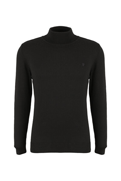 Fabrika Siyah Erkek Tam Balıkçı Yaka Basic Kazak F4WM-KZK 2845