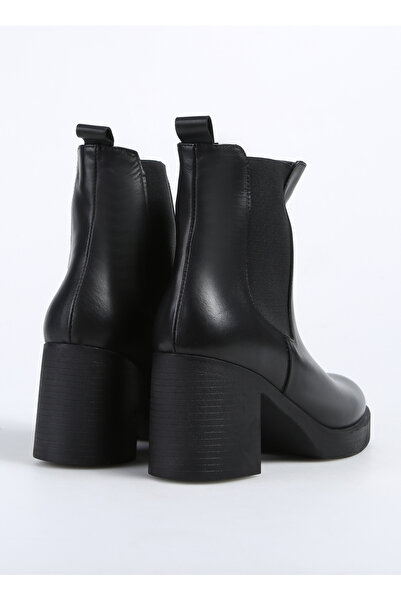 Fabrika Siyah Kadın Deri Topuklu Bot D-ELAIN