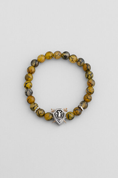 So CHIC... Selçuklu Kartalı Ejder Akiği Taşlı Cilalı Gümüş Erkek Bileklik