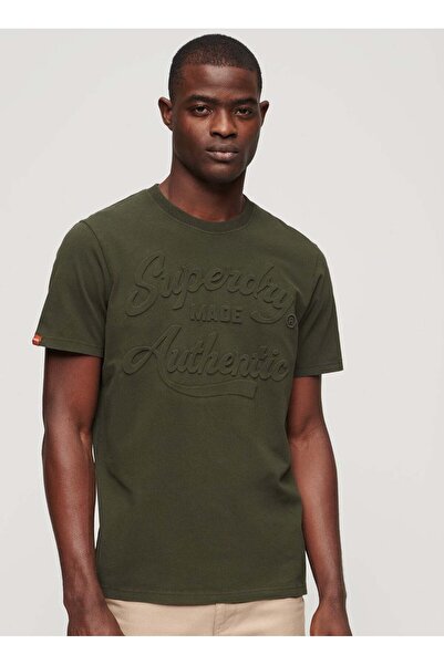 SUPERDRY Bisiklet Yaka Düz Koyu Yeşil Erkek T-Shirt M1011915A1KM_EMBOSSED ARCHIVE GRAPH