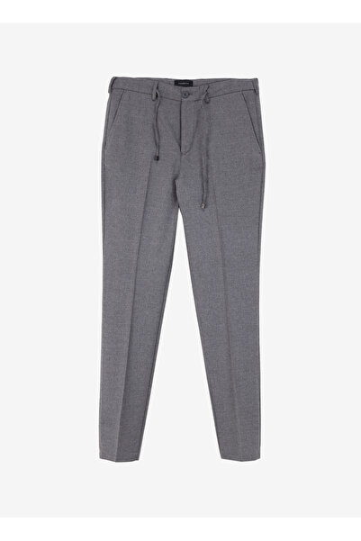 Fabrika Bağlamalı Bel Normal Paça Gri Melanj Erkek Chino Pantolon F4WM-PNT 2732