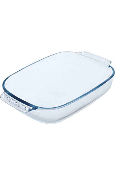 Smart Kitchen صينية تحميص مستطيلة بمقبض سهل الإمساك، شفافة، سعة 3.8 لتر